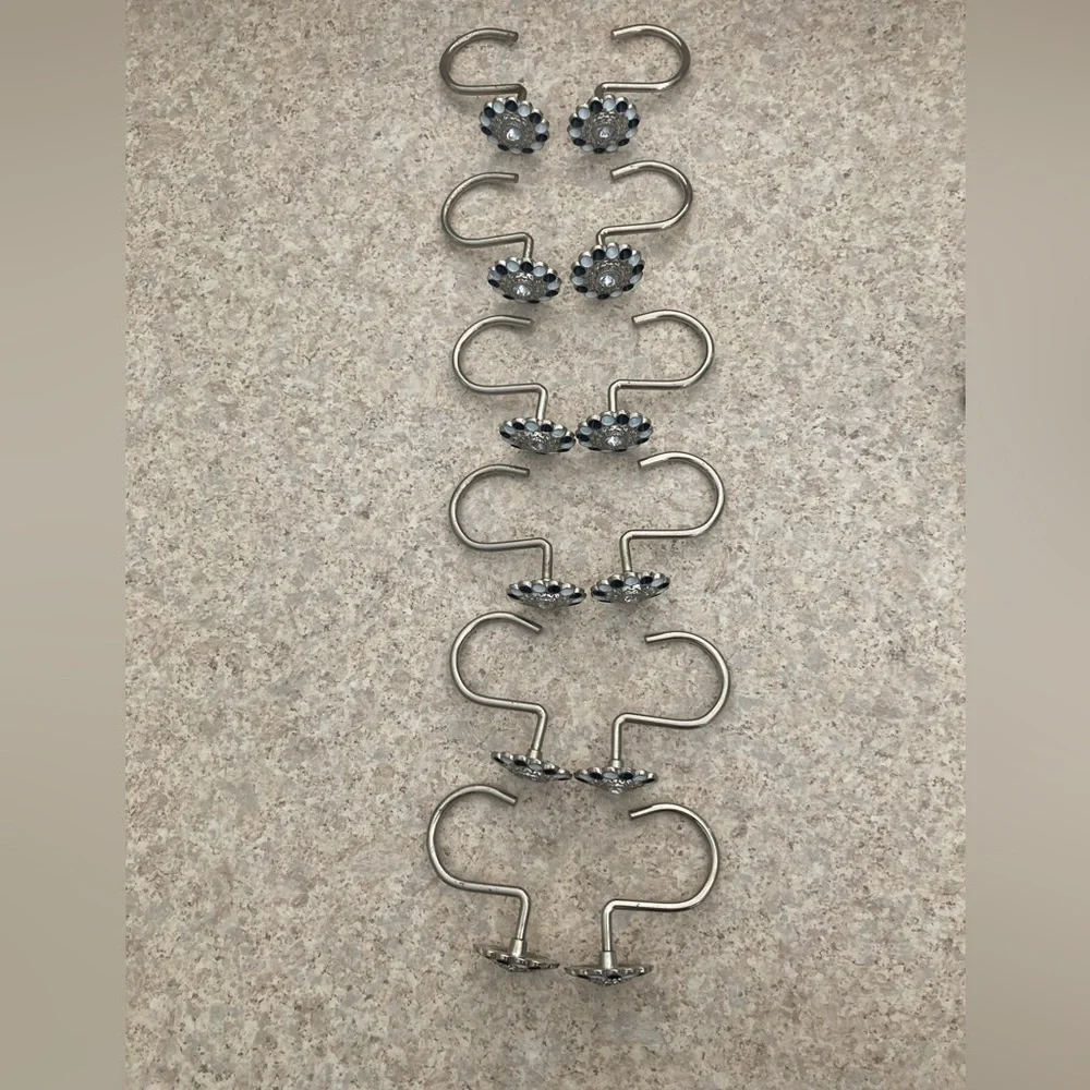 Shower Curtain Rings Silver White and black